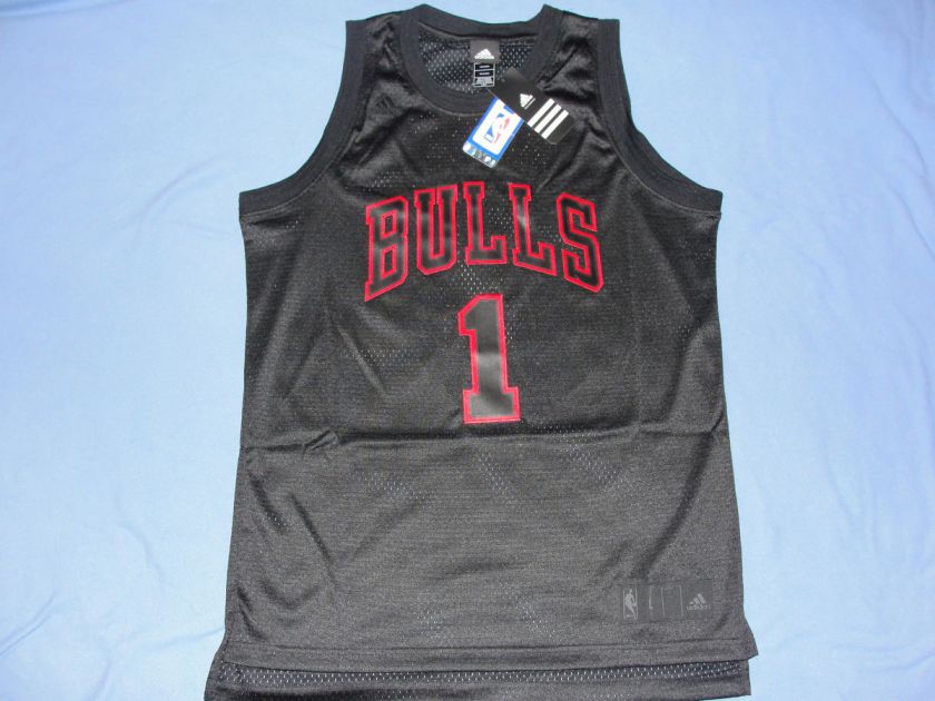 New Adidas Mens Chicago Bulls Derek Rose #1 Swingman Jersey Black Alt 