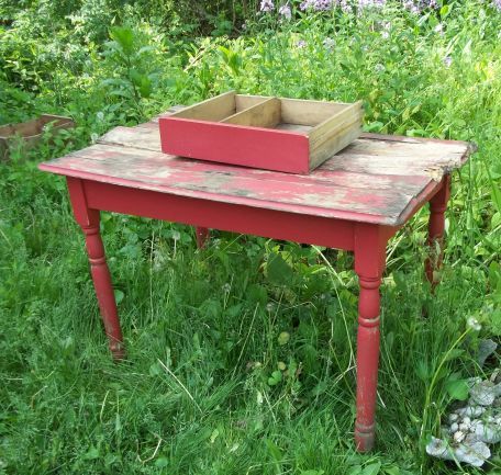 100+ Year Old Antique Barn Red Kitchen Table to Restore  