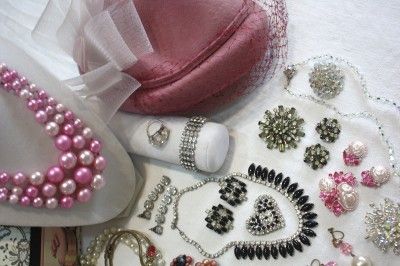 Quality Classic Antique Vintage Estate Jewelry Lot, Hat, Box, Perfume 