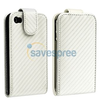 White Leather Case+Privacy Protector+Charger For iPhone 4 4th Gen 16G 