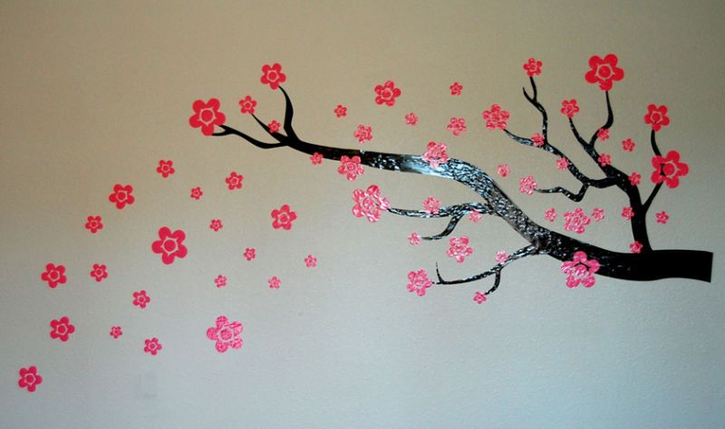 CHERRY BLOSSOM FLOWER WALL TALK DECOR ART ROOM VINYL  