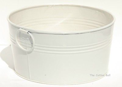 NEW Galvanized WHITE 8 Round Tub for Baby Shower Gifts  