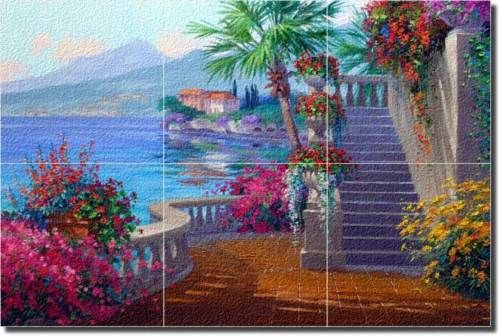 Senkarik Italian Seascape Glass Wall Floor Tile Mural  