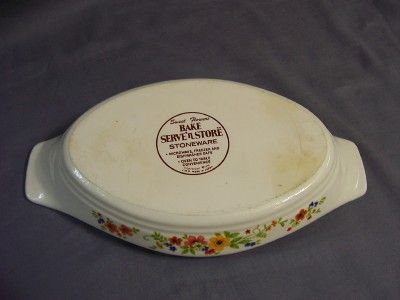 Baking Dish Au Gratin Oval Casserole Ceramic Sweet Flowers 1980 Japan 