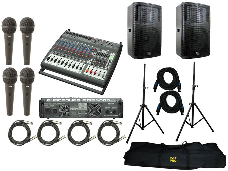 BEHRINGER PMP4000 PRO AUDIO DJ POWERED 1600W 16CH MIXER SPEAKERS MICS 