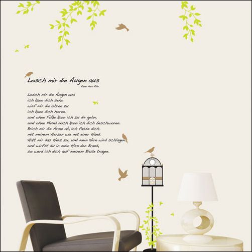 BIRD CAGE GARDEN & POEM Decor Mural Art Removable Wall Sticker KR 50 