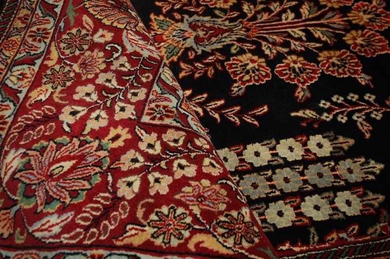 10x14 WOOL AREA RUG PERSIAN SAROUK HANDMADE BLACK RED  