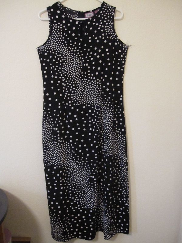 PREMIER WOMEN BLACK WHITE POLKA DOT DRESS SIZE M 10 12  