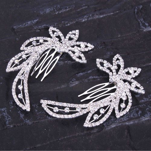 Beautiful Petal Style Bridal Rhinestone Copper Double Hair accessories 