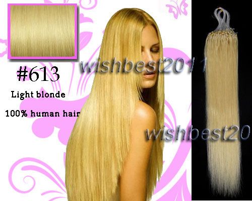   micro ring tips human hair extensions 613 light blonde 50g straight