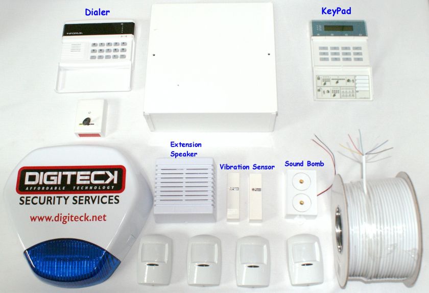 AA8  WIRED BURGLAR ALARM SYSTEM WITH DIALER/MOTION SENSOR/ VIBRATION 