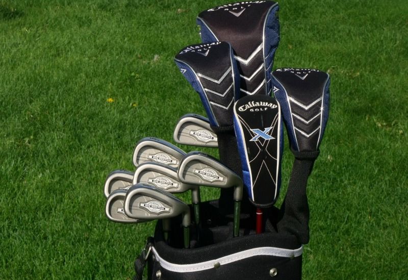 Mens Callaway Regular Flex Complete Set Irons Driver Woods Hybrid Bag 