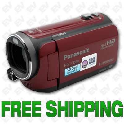 Panasonic HDC SD80 SD/SDHC HD Camcorder (Red) NEW 885170040281  