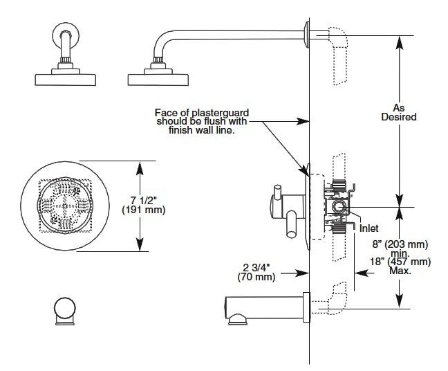 BRIZO LOKI SINGLE HANDED THERMOSTATIC TUB/SHOWER VALVE  