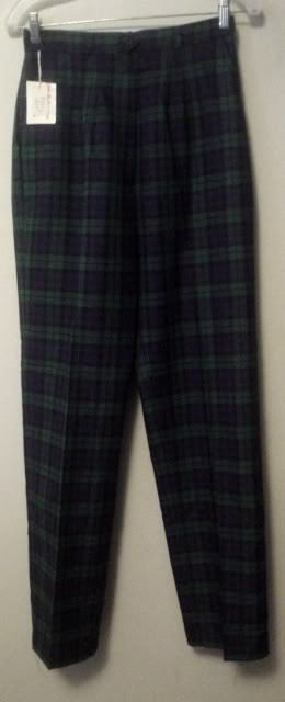 VTG BLUE GREEN PLAID CASUAL PANTS SLACKS JR M NWT NOS  