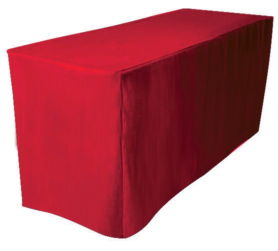 Fitted Polyester Table Cover Tablecloth   RED  