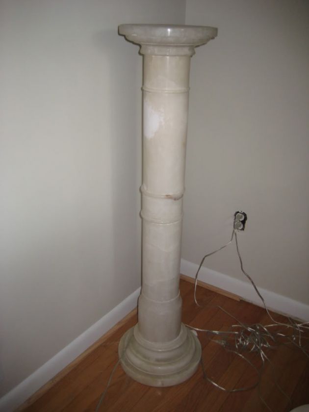 Alabaster Column and 2 Urns Lighted Neoclassical Shabby Chic 50s 