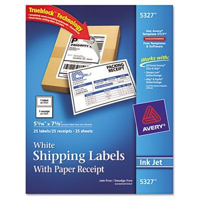 Avery   5327   Shipping Labels with Paper Receipt   2 Item Bundle 