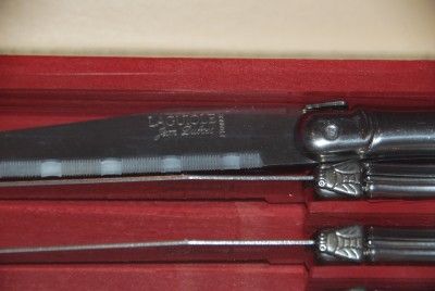 Dubost Laguiole Stainless Bee Red 6 Steak Knives NEW  