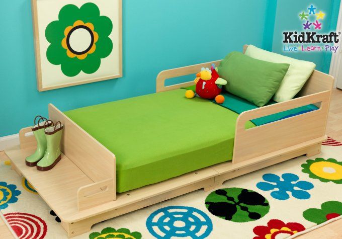 KidKraft Modern Euro Wood Toddler Cot/Bed with Bench  