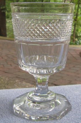 Set SIX Elegant Crystal Water Goblets Hexagon Foot  