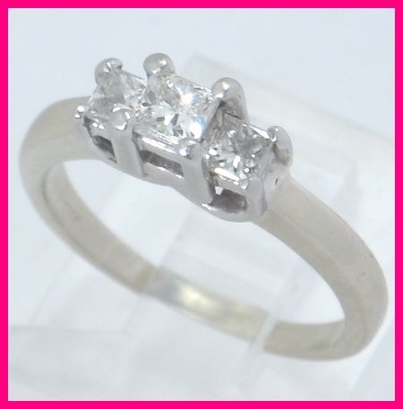 14k & Platinum Past Present Future Diamond Anniversary Ring .57ct