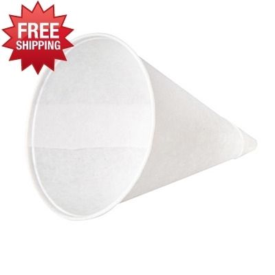 Konie Rolled rim Paper Cone Cups, 4.5oz, White   KCI45KR  