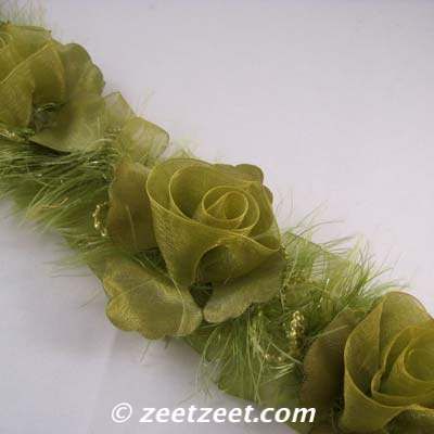 APPLE~OUTRAGEOUS FLORAL~Organdy Flower Organza Trim  