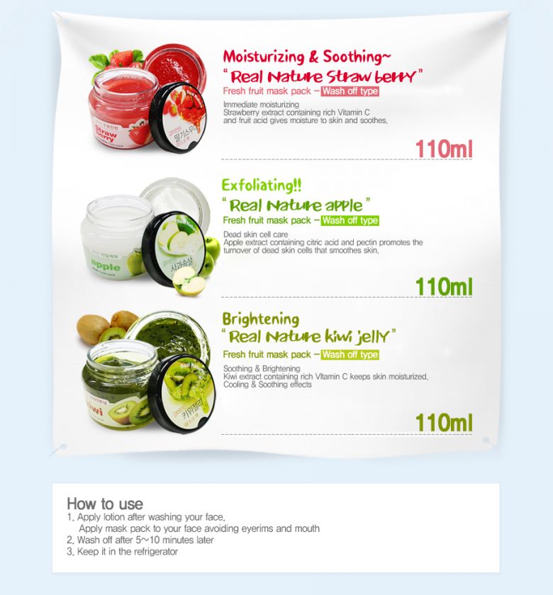 The Face Shop Real Nature Strawberry Apple Kiwi Smoothie Mask Pack