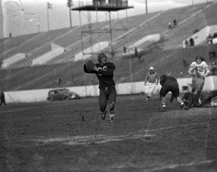   an original 4x5 negative of 1957 Chicago High School Football Austin