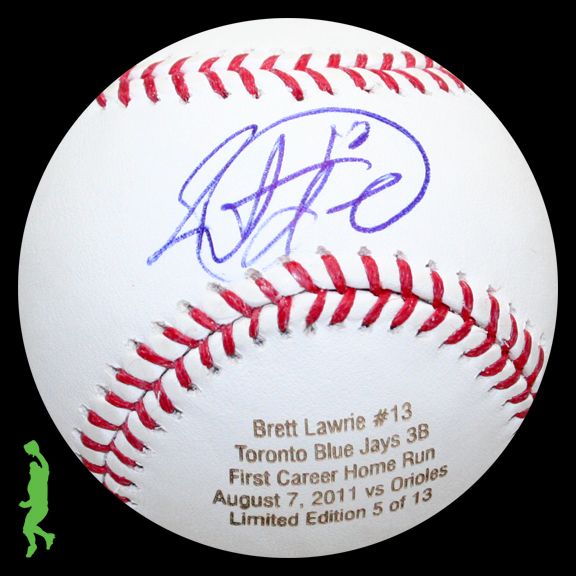 BRETT LAWRIE SIGNED AUTO MLB DEBUT BASEBALL BALL BLUE JAYS COA  