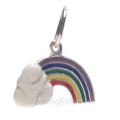   Silver COLORFUL RAINBOW with CLOUD Good Luck CHARM or PENDANT  