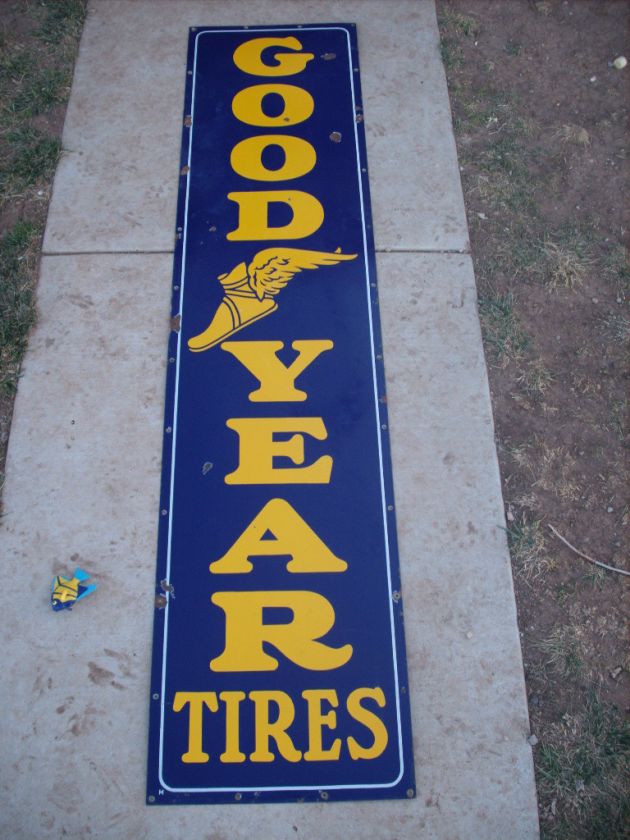 Vintage Goodyear Tires sign with Flying Shoe Logo   Original Sign from 