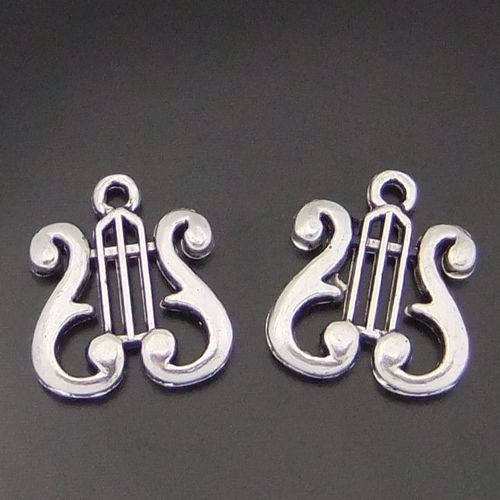 antique silver look like harp charm pendant 40pcs 05145  