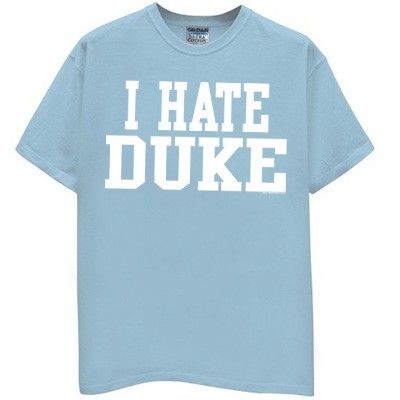 HATE DUKE t shirt tarheels jersey north carolina vintage rude funny 