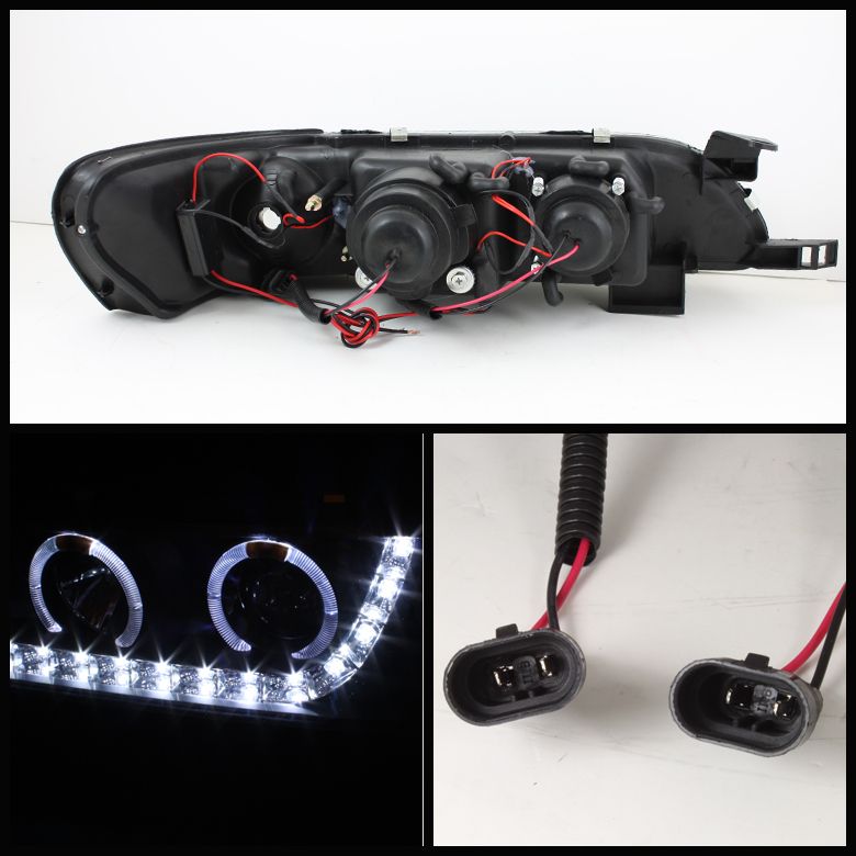 93 97 COROLLA DRL LED HALO BLACK PROJECTOR HEAD LIGHTS  