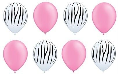 Zebra Neon Pink Hot Safari animal print balloons  