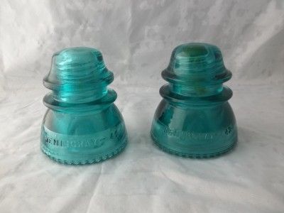 Vintage Hemingray 42 Turquoise Glass Insulators USA  