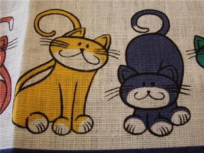 VINTAGE TOWEL IRISH LINEN ULSTER FUN COLORFUL POSH PAWS CATS UNUSED 