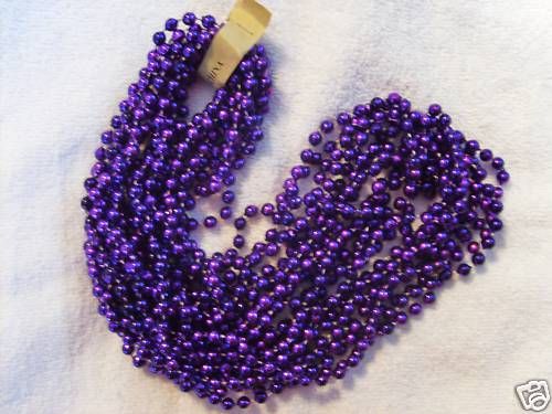 DOZ (12 NECKLACES) PURPLE MARDI GRAS PARTY BEADS  