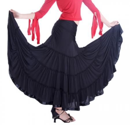 Latin Ballroom Flared Tier Circle Dance Skirt  