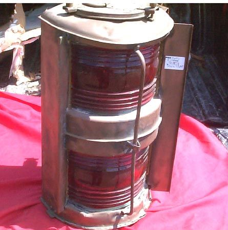 Vintage Antique nautical Ship Boat Lantern lamp red len  