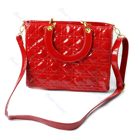   Lady New Patent Leather Lady Quilted Tote Shoulder Handbags  