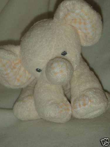 Ty Pluffies PNut Yellow Gingham Plush Elephant Sewn Eyes  