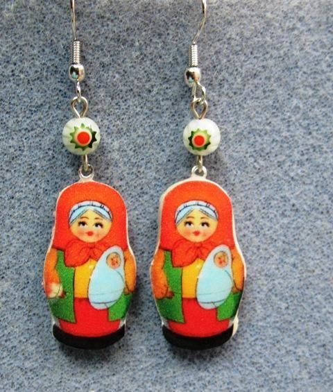 Matryoshka Dolls Polymer Clay Kitsch Earrings #31A  