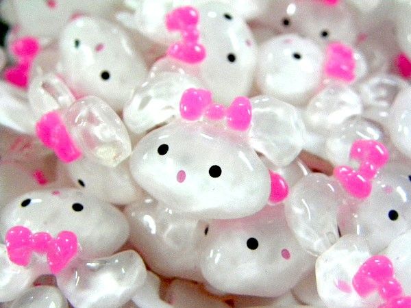 50 RESIN PINK BOW RABBIT FLATBACK CRAFT HAIR COVER B955  