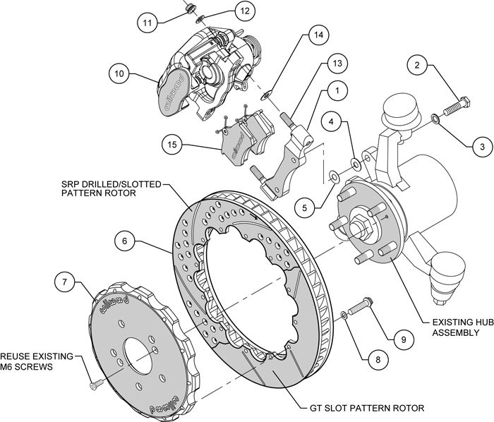 WILWOOD DISC BRAKE KIT,2000 2009 HONDA S2000,13 DRILLED ROTORS,BLACK 