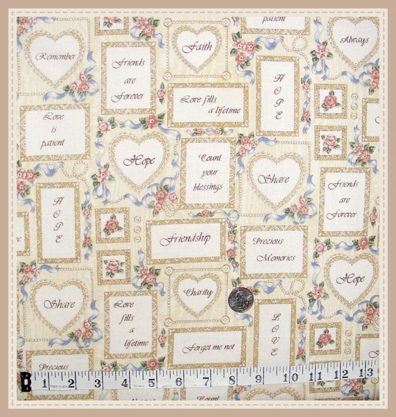 HEIRLOOM VICTORIAN BUTTONS RELIGIOUS CHRISTIAN SAYINGS WORDS FABRIC 1 