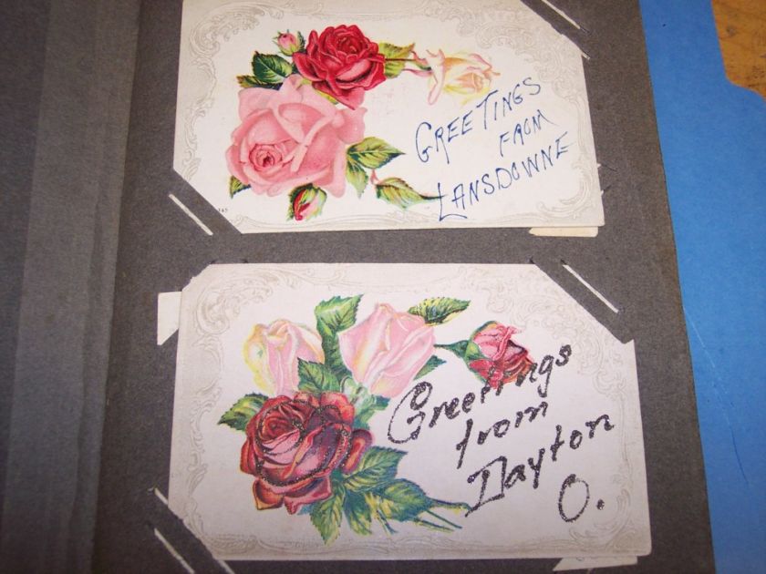 SI754 Circa 1905 Lot of 64 Greetings from With Album  