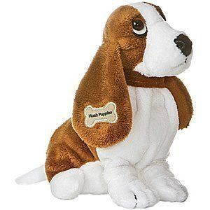 BROWN WHITE BASSET HOUND DOG PLUSH STUFFED ANIMAL 10  